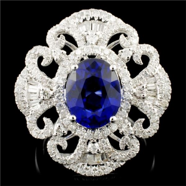 14K Gold 3.51ct Sapphire & 1.15ctw Diamond Ring