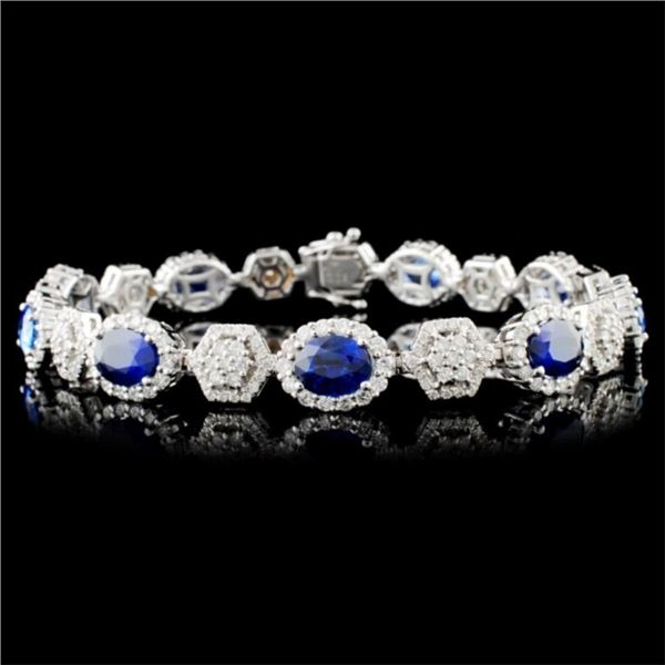 18K Gold 9.13ctw Sapphire & 3.16ctw Diamond Bracel