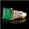 Image 2 : 14K Yellow Gold 4.65ct Emerald & 0.63ct Diamond Ri