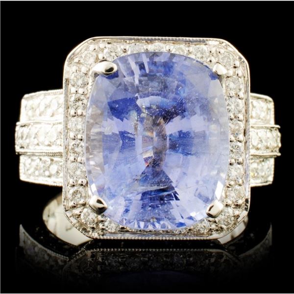 18K Gold 8.04ct Sapphire & 1.59ctw Diamond Ring