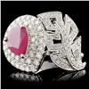 Image 1 : 18K White Gold 1.29ct Ruby & 0.98ct Diamond Ring