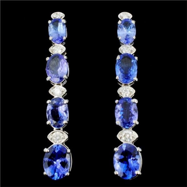 14K Gold 5.00ct Tanzanite & 0.35ctw Diamond Earrin