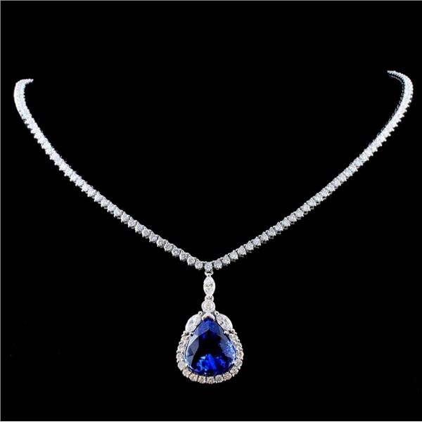 18K Gold 9.73ct Tanzanite & 7.29ct Diamond Necklac