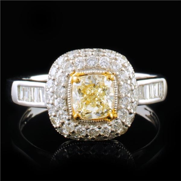 18k White Gold 1.25ctw Fancy Yellow Diamond Ring