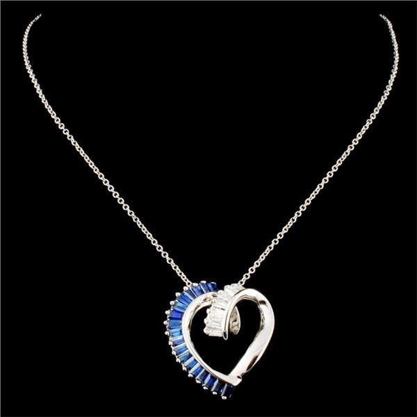 14K Gold 1.45ct Sapphire & 0.27ctw Diamond Pendant