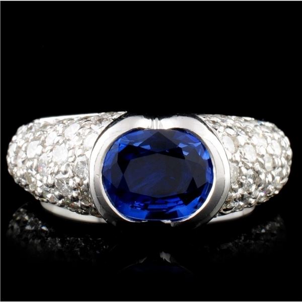 14K White Gold 1.63ct Sapphire & 2.24ct Diamond Ri