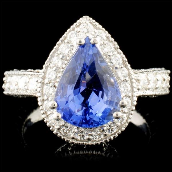 18K Gold 3.58ct Sapphire & 1.79ctw Diamond Ring