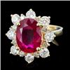 Image 2 : 14K Gold 4.00ct Ruby & 1.00ctw Diamond Ring