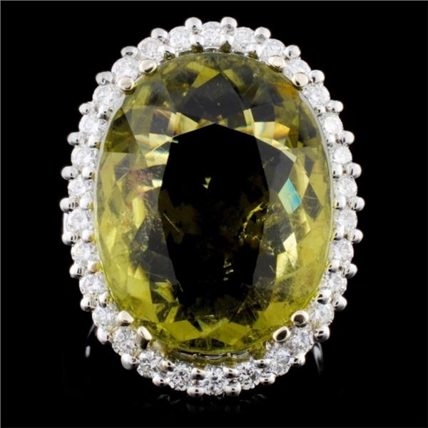 18K Gold 15.81ct Tourmaline & 1.07ct Diamond Ring