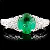 Image 1 : 18K Gold 1.07ct Emerald & 0.15ctw Diamond Ring