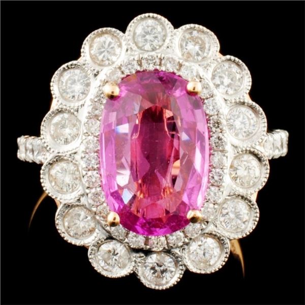 18K Gold 3.01ct Sapphire & 0.97ctw Diamond Ring