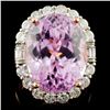 14K R Gold 21.06ct Kunzite & 1.99ct Diamond Ring