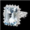 Image 2 : 14K Gold 8.00ct Aquamarine & 1.25ctw Diamond Ring