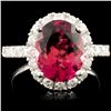 Image 1 : 14K Gold 3.36ct Tourmaline & 1.10ctw Diamond Ring