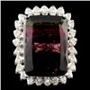 Image 1 : 14K Gold 24.06ct Tourmaline & 0.77ctw Diamond Ring