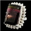 Image 2 : 14K Gold 24.06ct Tourmaline & 0.77ctw Diamond Ring