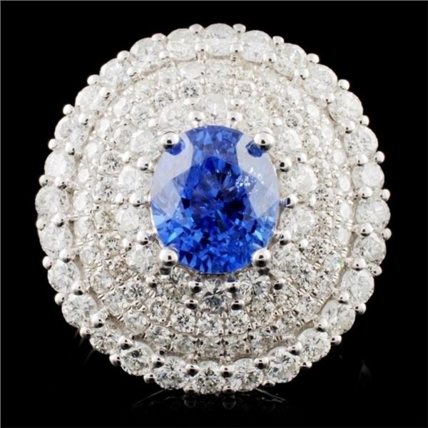 18K White Gold 2.71ct Sapphire & 2.52ct Diamond Ri