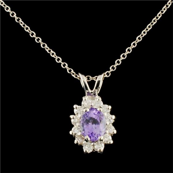 14K Gold 0.87ct Sapphire & 0.38ctw Diamond Pendant