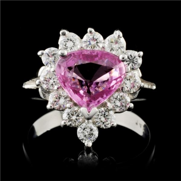 14K White Gold 2.00ct Sapphire & 1.00ct Diamond Ri