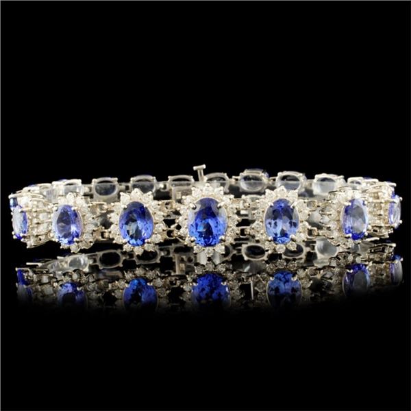 14K Gold 29.40ct Tanzanite & 2.60ctw Diamond Brace