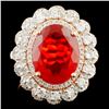 Image 1 : 14K Gold 3.05ct Opal & 1.09ctw Diamond Ring