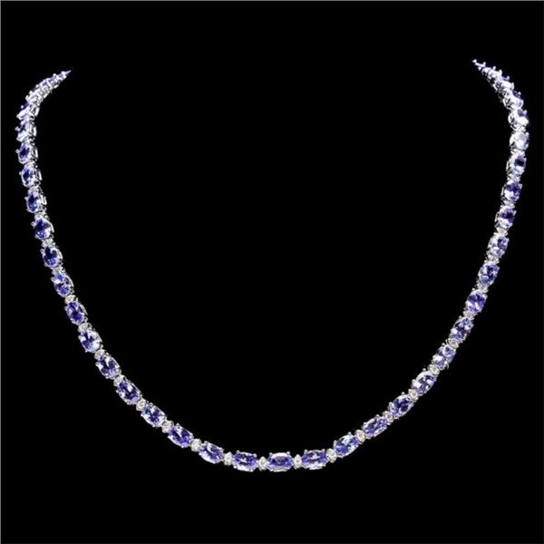 14k Gold 23.00ct Tanzanite & 1.00ct Diam Necklace