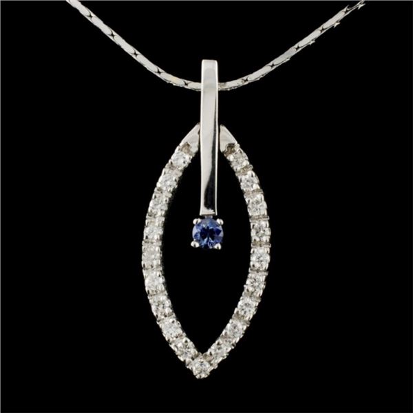 14K Gold 0.17ct Sapphire & 0.50ctw Diamond Pendant