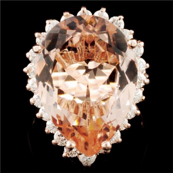 14K Gold 8.50ct Morganite & 0.86ctw Diamond Ring