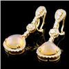 Image 2 : 14K Gold 3.30ctw Opal & 1.20ctw Diamond Earrings