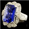Image 2 : 18K Gold 11.10ct Tanzanite & 1.54ctw Diamond Ring