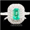 18K Gold 0.79ct Emerald & 0.91ctw Diamond Ring