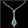 Image 2 : 18K Gold 6.50ct Emerald & 2.74ctw Diamond Necklace