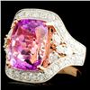 Image 2 : 14K Gold 11.25ct Kunzite & 1.90ctw Diamond Ring