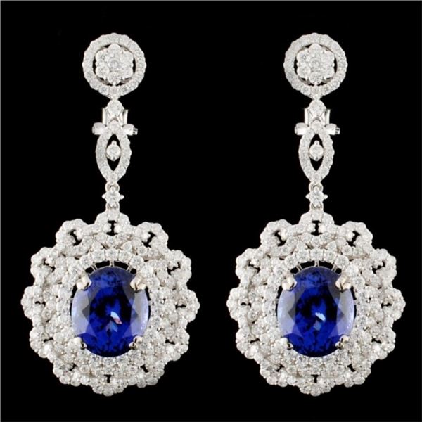 18K Gold 15.63ctw Tanzanite & 5.43ctw Diamond Earr