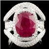 Image 1 : 18K Gold 5.17ct Ruby & 1.95ctw Diamond Ring