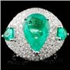 Image 1 : 18K Gold 5.07ct Emerald & 2.52ct Diamond Ring