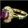 Image 3 : 14K Gold 6.00ct Ruby & 1.00ctw Diamond Ring