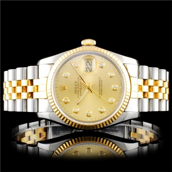 Rolex DateJust YG/SS Diamond 36mm Wristwatch