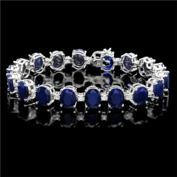 14k Gold 40.00ct Sapphire & 1.50ct Diamond Bracel