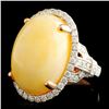 Image 2 : 14K Gold 12.04ct Opal & 1.06ctw Diamond Ring