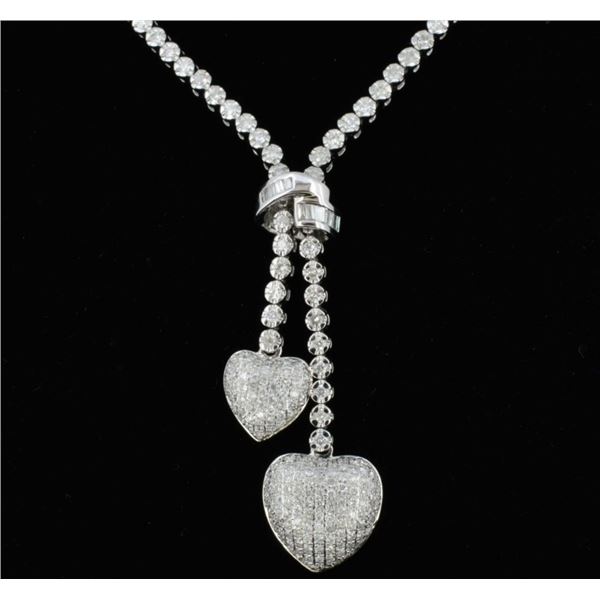 14K White Gold  2.82ct Lariat Style Diamond Neckla