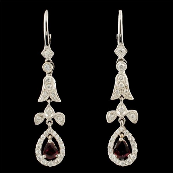 14K Gold 0.58ct Ruby & 0.57ctw Diamond Earrings