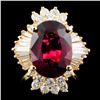 Image 1 : 14K Gold 6.08ct Tourmaline & 1.43ctw Diamond Ring