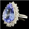 Image 2 : 14K Gold 7.07ct Tanzanite & 1.01ctw Diamond Ring