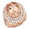 Image 1 : 14K Gold 11.00ct Morganite & 2.00ct Morganite Ring