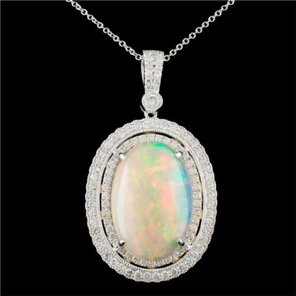 18K Gold 7.94ct Opal & 1.18ctw Diamond Pendant