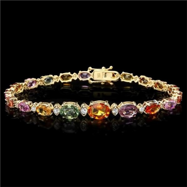 14k Gold 15.00ct Sapphire & 0.70ct Diamond Bracel