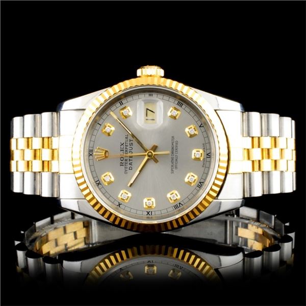 Rolex DateJust YG/SS Diamond 36MM Wristwatch