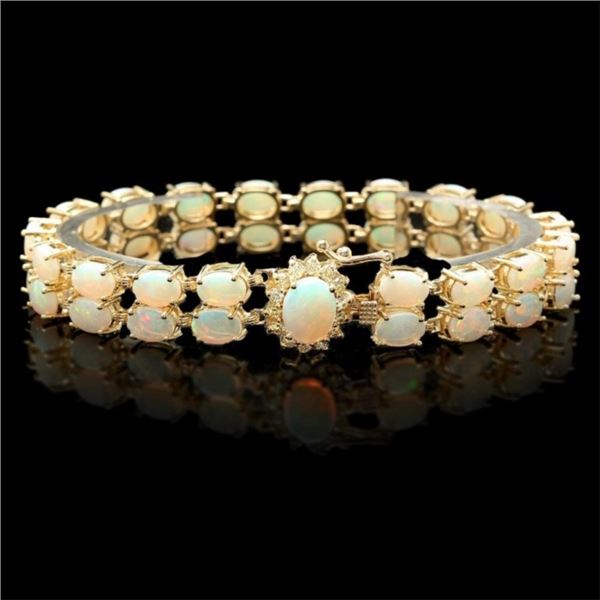 `14k Gold 14.00ct Opal & 0.50ct Diamond Bracelet