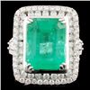 Image 1 : 18K Gold 6.06ct Emerald & 1.35ctw Diamond Ring